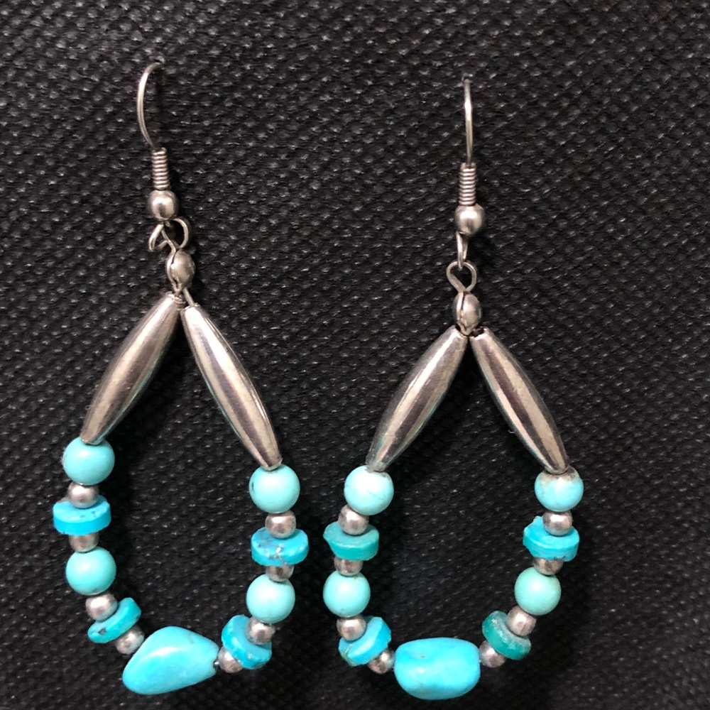Turquoise Teardrop Earrings, NWT, handmade